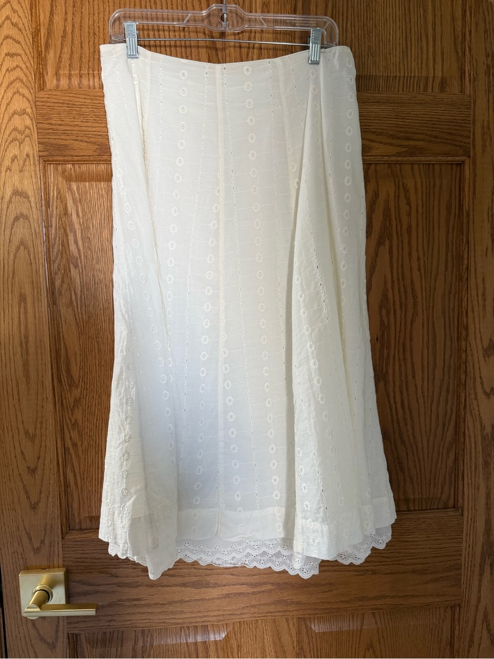 American Eagle Outfitters Ivory Eyelet Midi Skirt